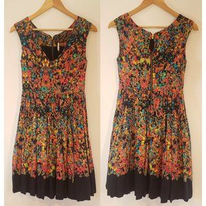Woven silk blend print dress